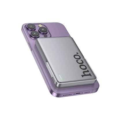 Hoco. Q36 Sunlight 5.000 mAh 20W Type-C ve 10W Kablosuz Şarj PD Magsafe Standlı Powerbank - Titan Gri