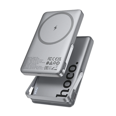 Hoco. Q36 Sunlight 5.000 mAh 20W Type-C ve 10W Kablosuz Şarj PD Magsafe Standlı Powerbank - Titan Gri