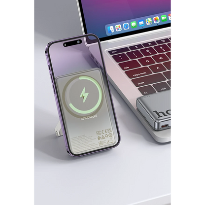 Hoco. Q36A Sunlight 10.000 mAh 20W Type-C ve 10W Kablosuz Şarj PD Magsafe Standlı Powerbank - Gold