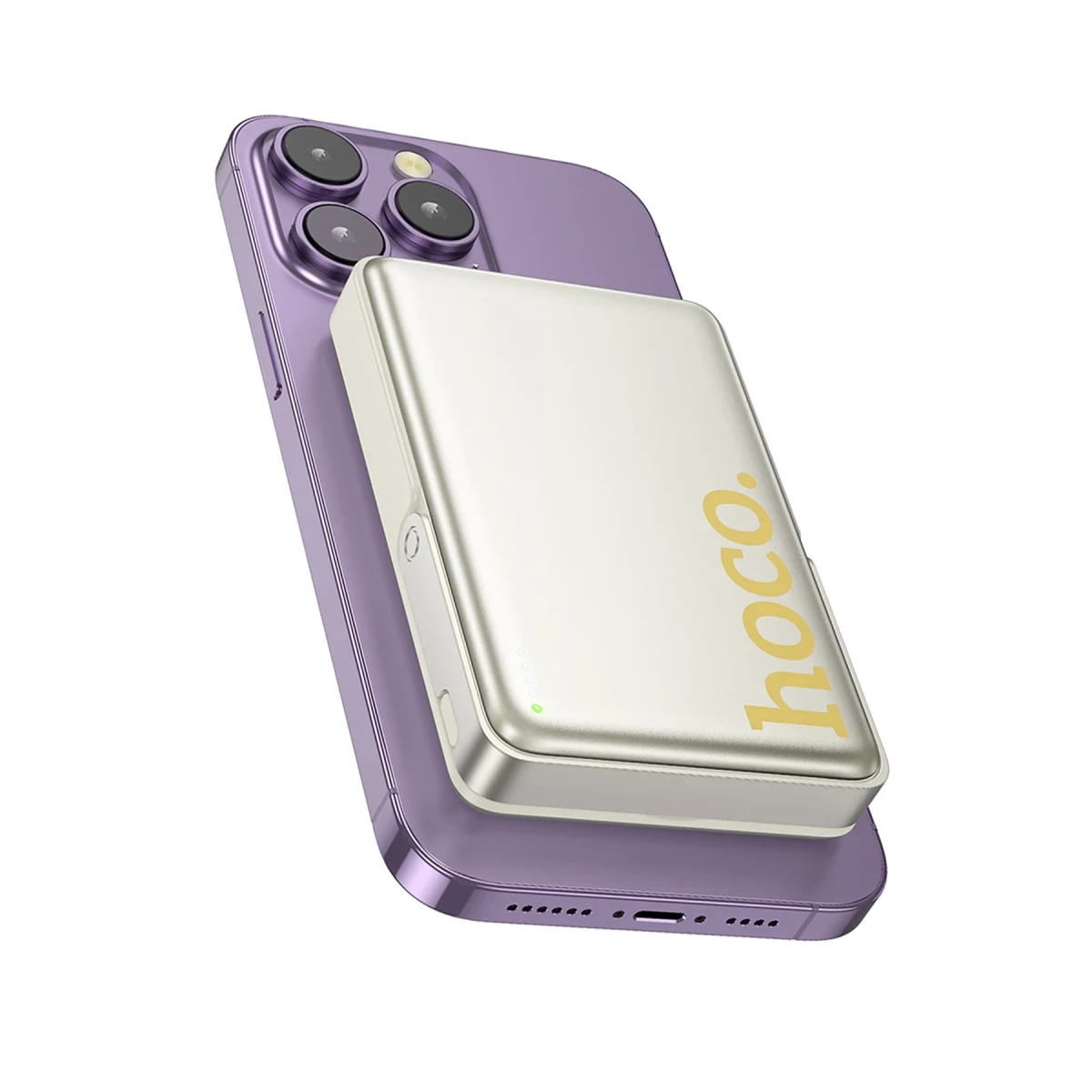 Hoco. Q36A Sunlight 10.000 mAh 20W Type-C ve 10W Kablosuz Şarj PD Magsafe Standlı Powerbank - Gold
