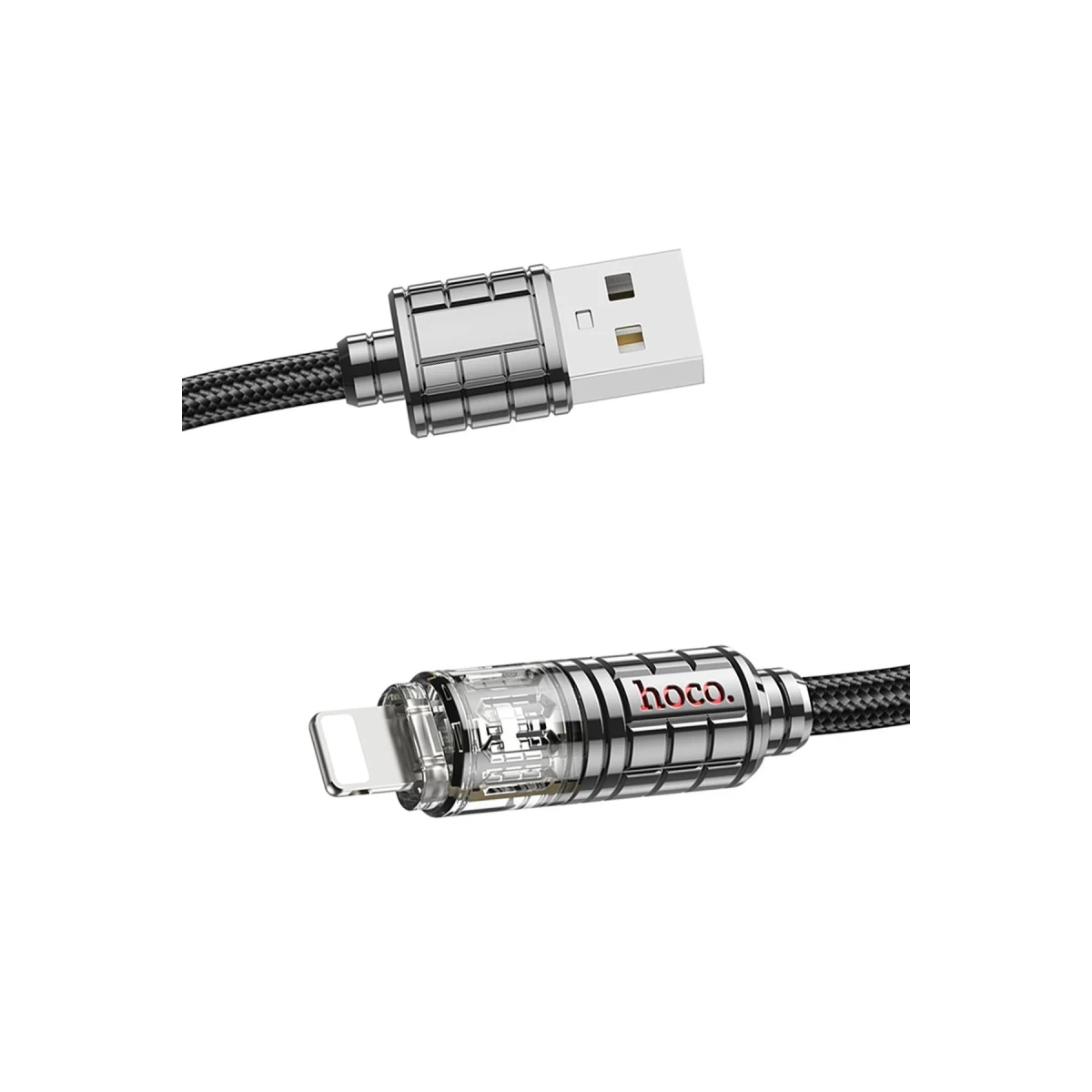 Hoco. U122 1.2M Lantern USB to Lightning Şarj Data Kablosu - Siyah