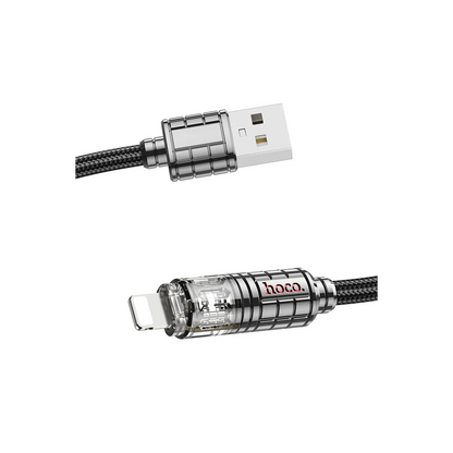 Hoco. U122 1.2M Lantern USB to Lightning Şarj Data Kablosu - Siyah