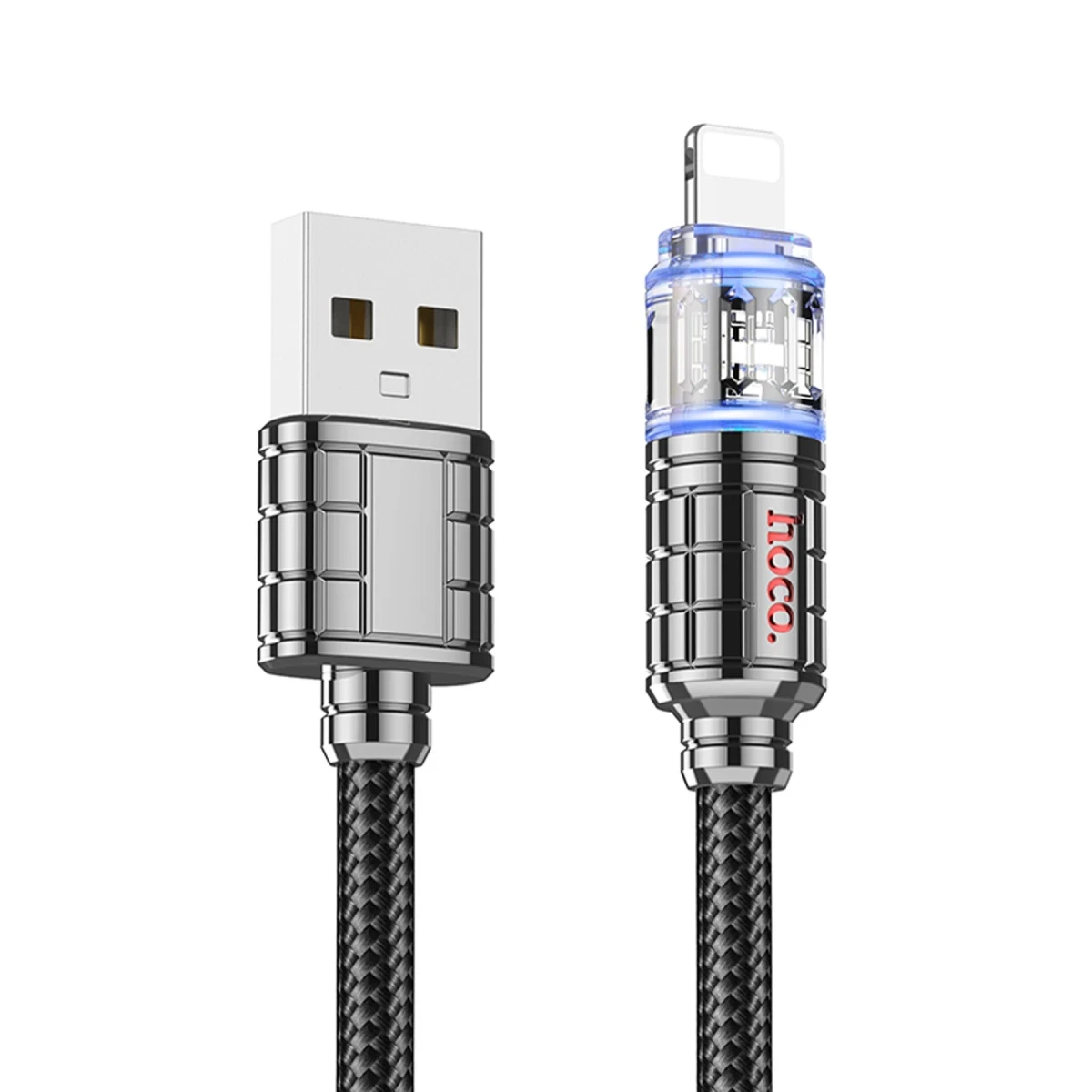 Hoco. U122 1.2M Lantern USB to Lightning Şarj Data Kablosu - Siyah