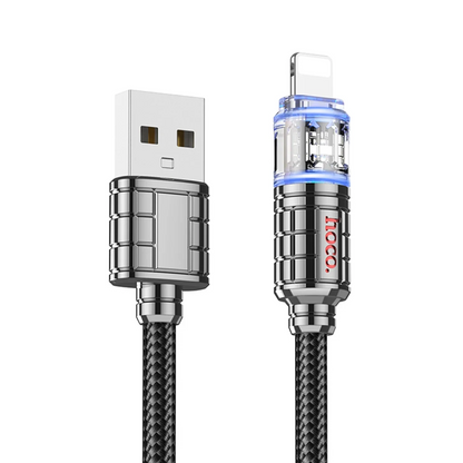 Hoco. U122 1.2M Lantern USB to Lightning Şarj Data Kablosu - Siyah