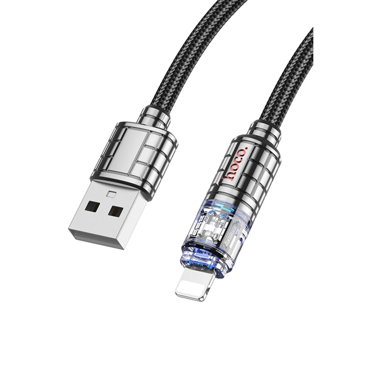 Hoco. U122 1.2M Lantern USB to Lightning Şarj Data Kablosu - Siyah