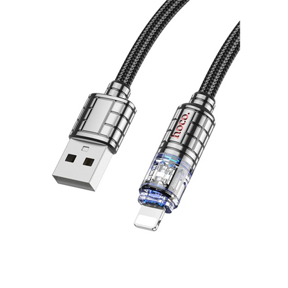 Hoco. U122 1.2M Lantern USB to Lightning Şarj Data Kablosu - Siyah