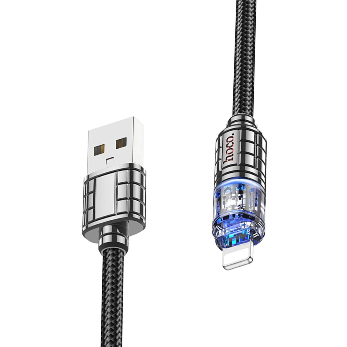 Hoco. U122 1.2M Lantern USB to Lightning Şarj Data Kablosu - Siyah