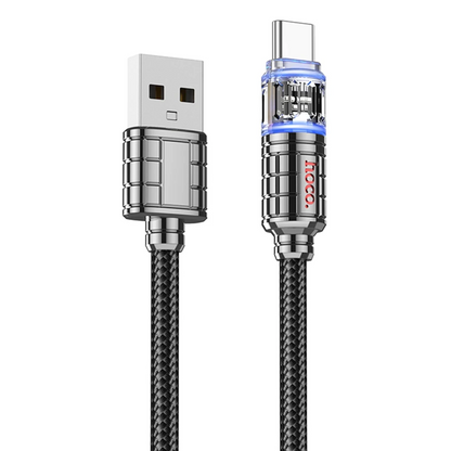 Hoco. U122 1.2M Lantern USB to Type-C Şarj Data Kablosu - Siyah