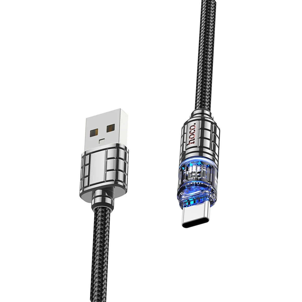 Hoco. U122 1.2M Lantern USB to Type-C Şarj Data Kablosu - Siyah