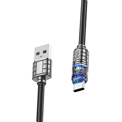 Hoco. U122 1.2M Lantern USB to Type-C Şarj Data Kablosu - Siyah