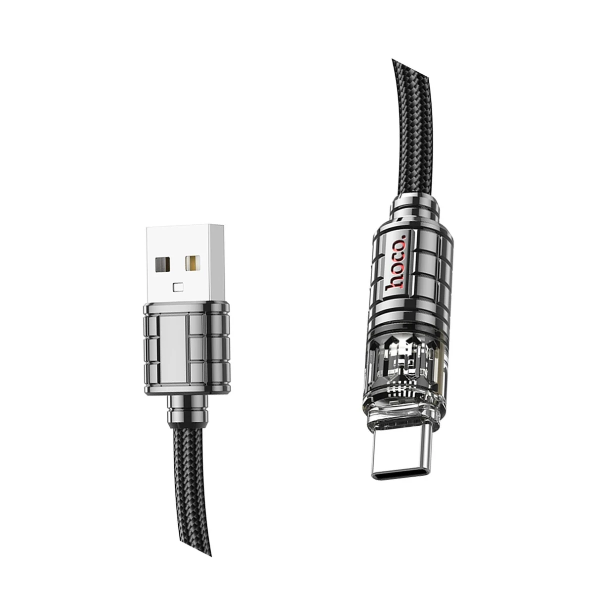 Hoco. U122 1.2M Lantern USB to Type-C Şarj Data Kablosu - Siyah