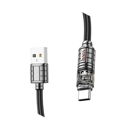 Hoco. U122 1.2M Lantern USB to Type-C Şarj Data Kablosu - Siyah