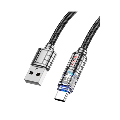 Hoco. U122 1.2M Lantern USB to Type-C Şarj Data Kablosu - Siyah