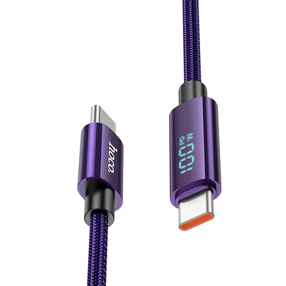 Hoco. U125 1.2M Benefit PD 100W Type-C to Type-C Şarj Data Kablosu - Mor