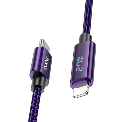Hoco. U125 1.2M Benefit Type-C to Lightning Şarj Data Kablosu - Mor