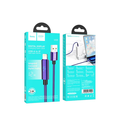 Hoco. U125 1.2M Benefit USB to Lightning Şarj Data Kablosu - Mor