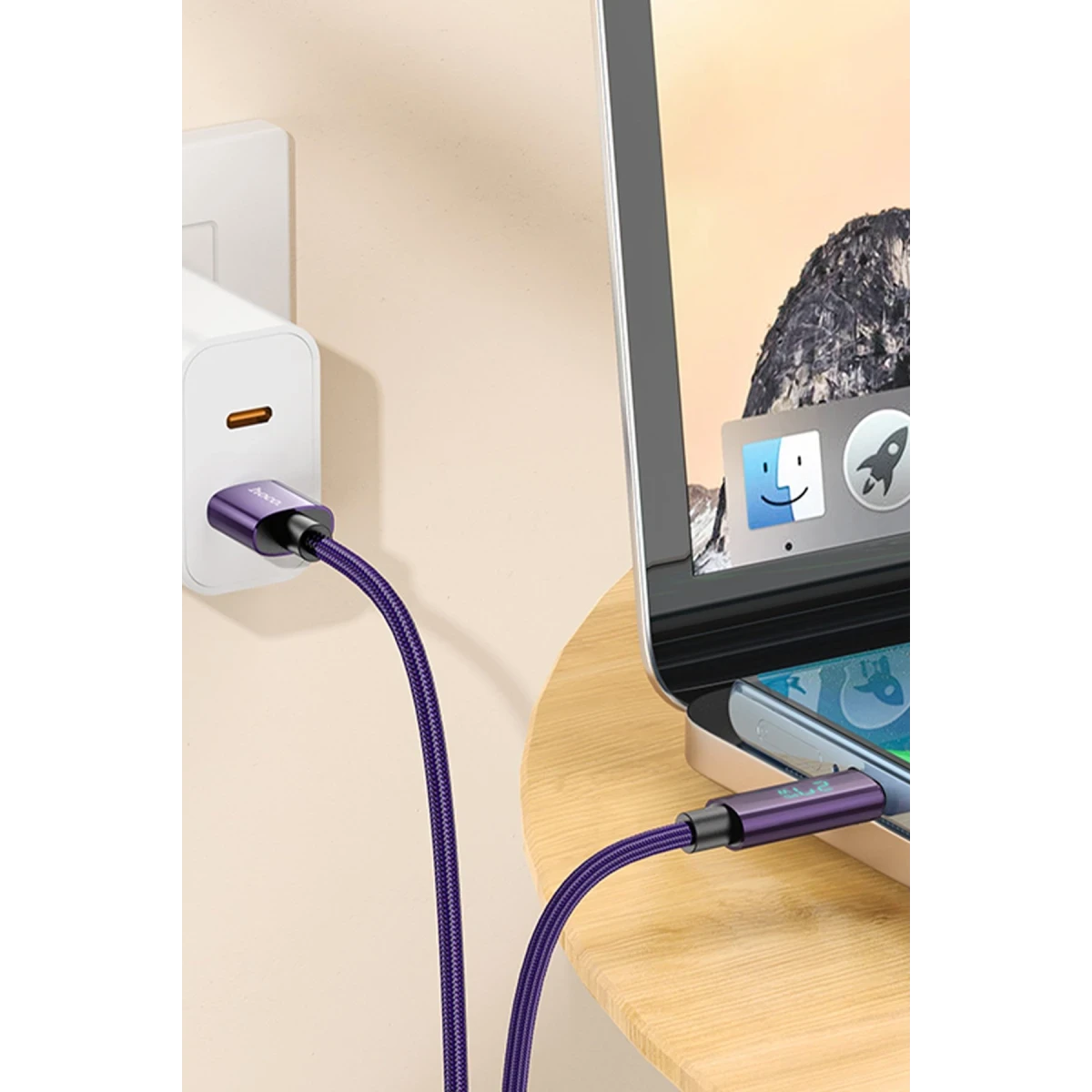 Hoco. U125 1.2M Benefit USB to Type-C Şarj Data Kablosu - Mor