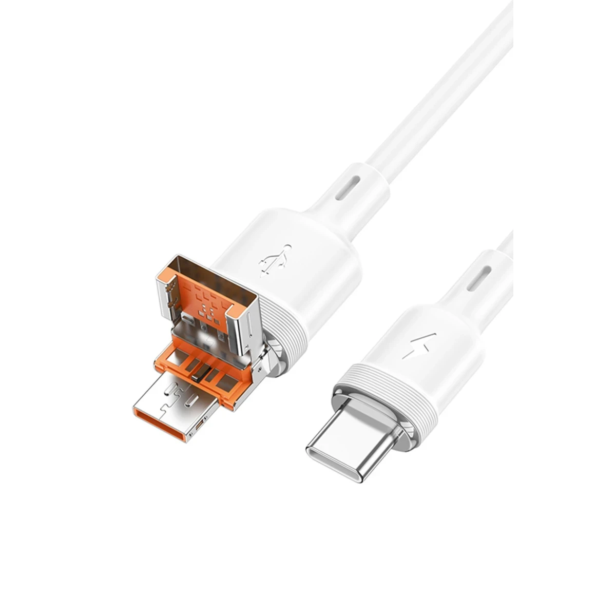 Hoco. U131 1.2M 2in1 USB ve Type-C to Type-C Şarj Data Kablosu - Beyaz