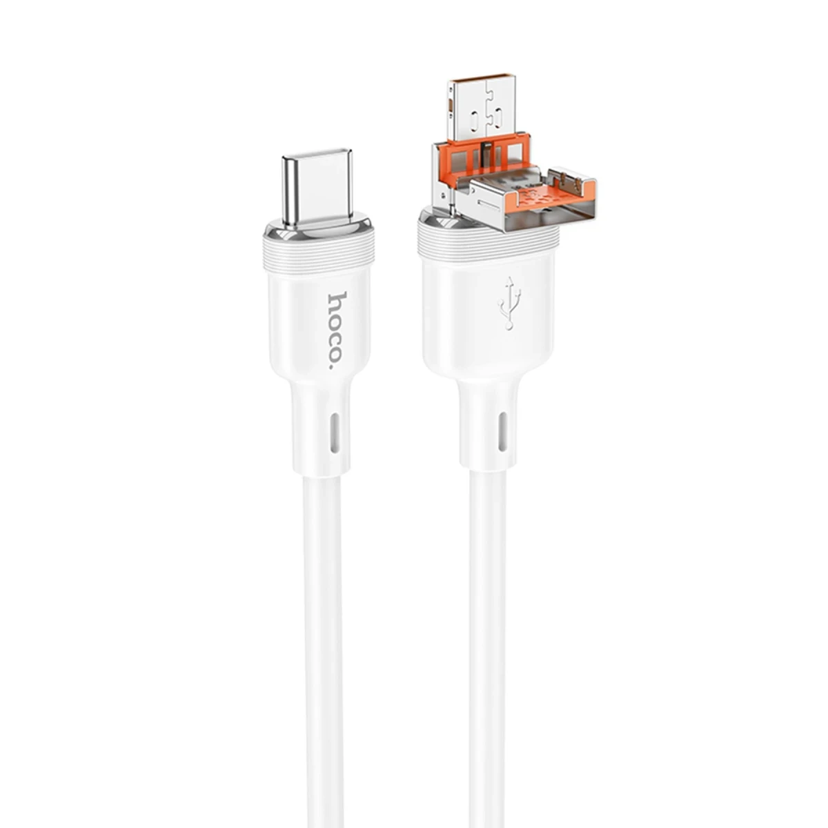 Hoco. U131 1.2M 2in1 USB ve Type-C to Type-C Şarj Data Kablosu - Beyaz