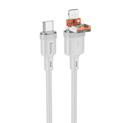 Hoco. U131 1.2M 2in1 USB ve Type-C to Type-C Şarj Data Kablosu - Gri
