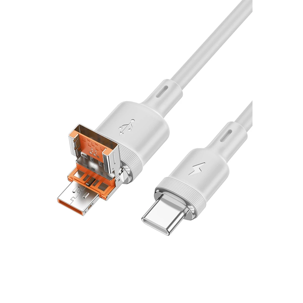 Hoco. U131 1.2M 2in1 USB ve Type-C to Type-C Şarj Data Kablosu - Gri
