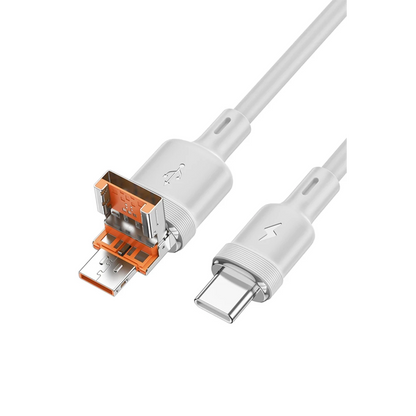 Hoco. U131 1.2M 2in1 USB ve Type-C to Type-C Şarj Data Kablosu - Gri