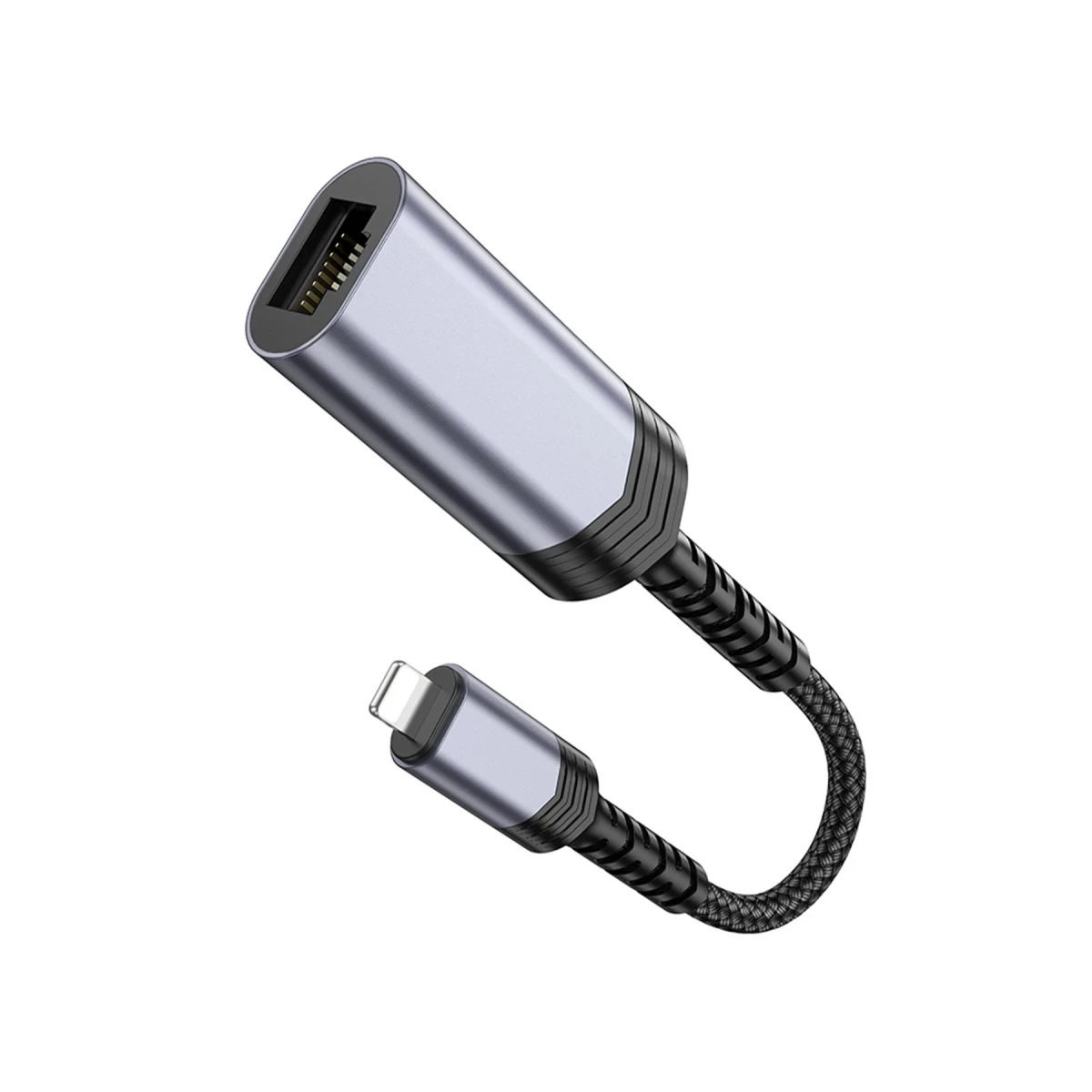 Hoco. UA26 Tak Çalıştır Lightning to RJ45 100 Mbps Ethernet Dönüştürücü - Gri
