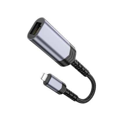 Hoco. UA26 Tak Çalıştır Lightning to RJ45 100 Mbps Ethernet Dönüştürücü - Gri