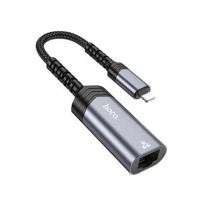 Hoco. UA26 Tak Çalıştır Lightning to RJ45 100 Mbps Ethernet Dönüştürücü - Gri