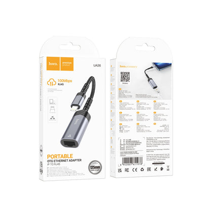 Hoco. UA26 Tak Çalıştır Lightning to RJ45 100 Mbps Ethernet Dönüştürücü