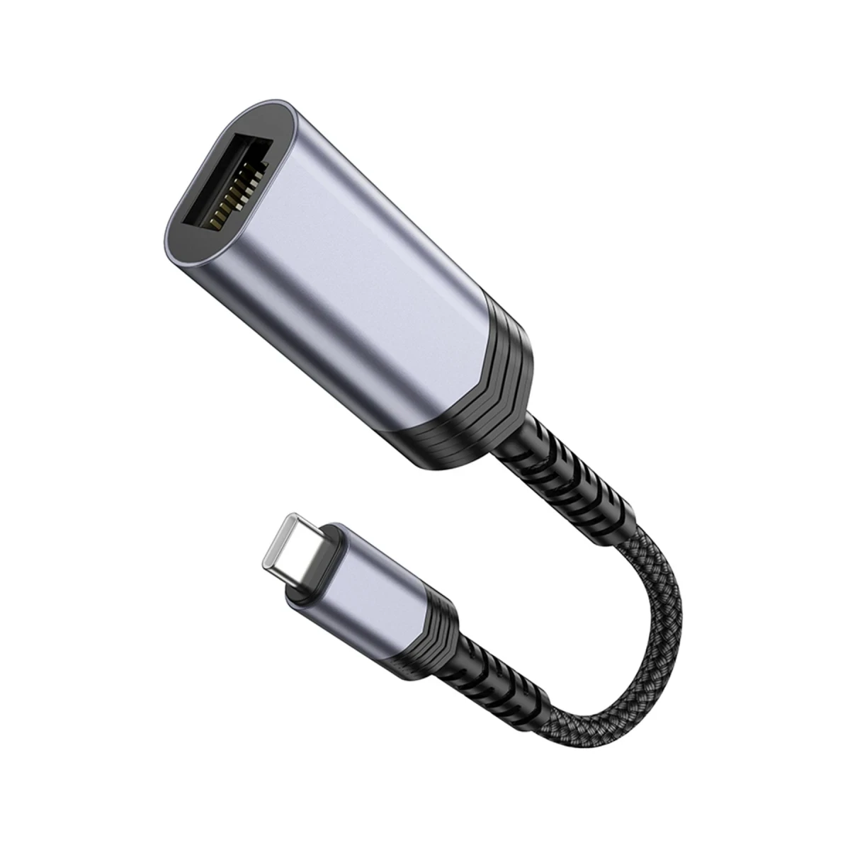Hoco. UA26 Tak Çalıştır Type-C to RJ45 100 Mbps Ethernet Dönüştürücü - Gri