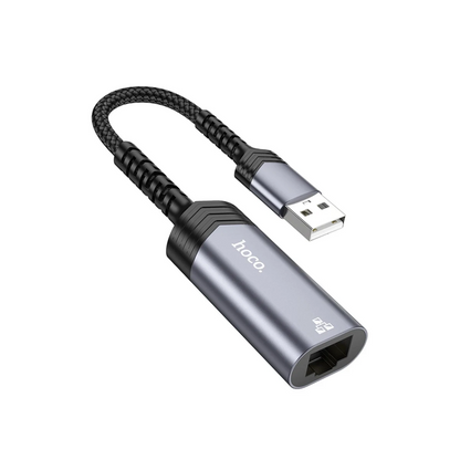 Hoco. UA26 Tak Çalıştır USB to RJ45 100 Mbps Ethernet Dönüştürücü - Gri