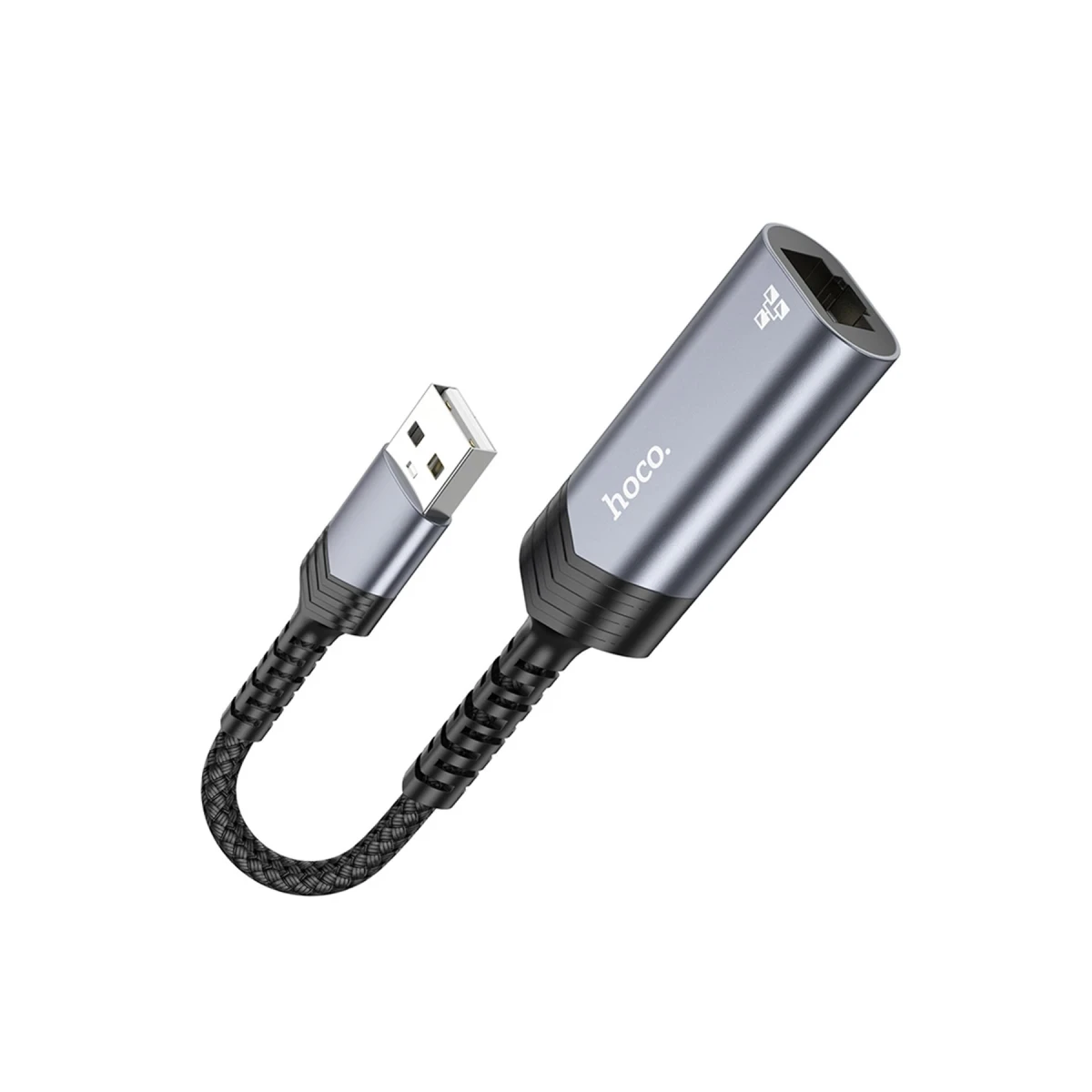Hoco. UA26 Tak Çalıştır USB to RJ45 100 Mbps Ethernet Dönüştürücü - Gri