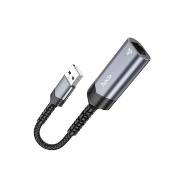 Hoco. UA26 Tak Çalıştır USB to RJ45 100 Mbps Ethernet Dönüştürücü - Gri