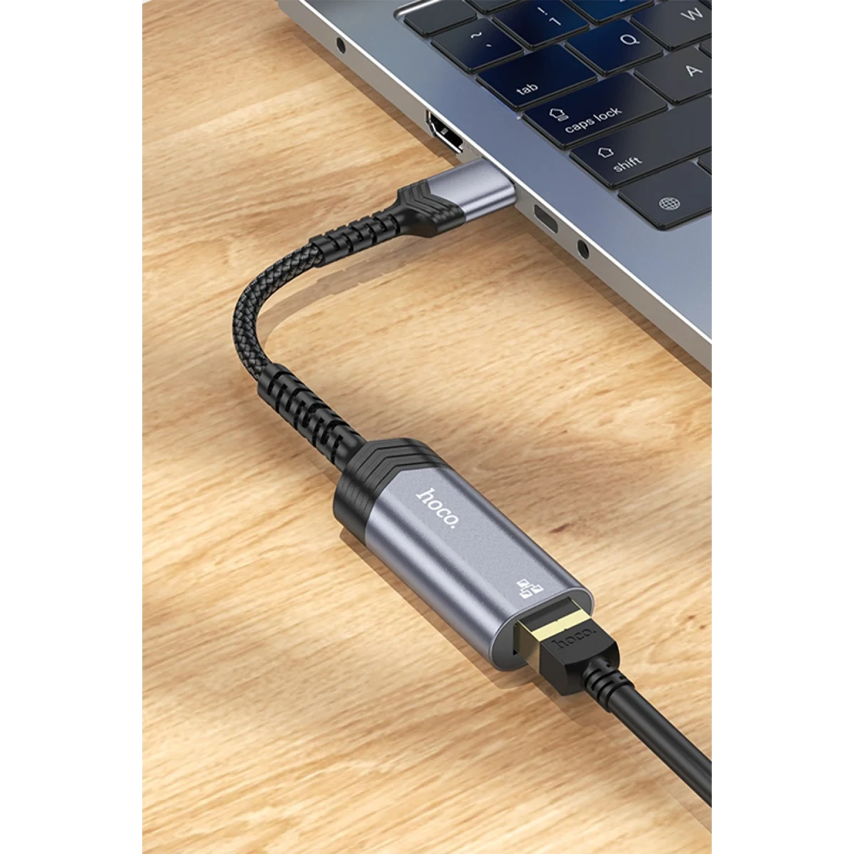 Hoco. UA26 Tak Çalıştır USB to RJ45 100 Mbps Ethernet Dönüştürücü - Gri