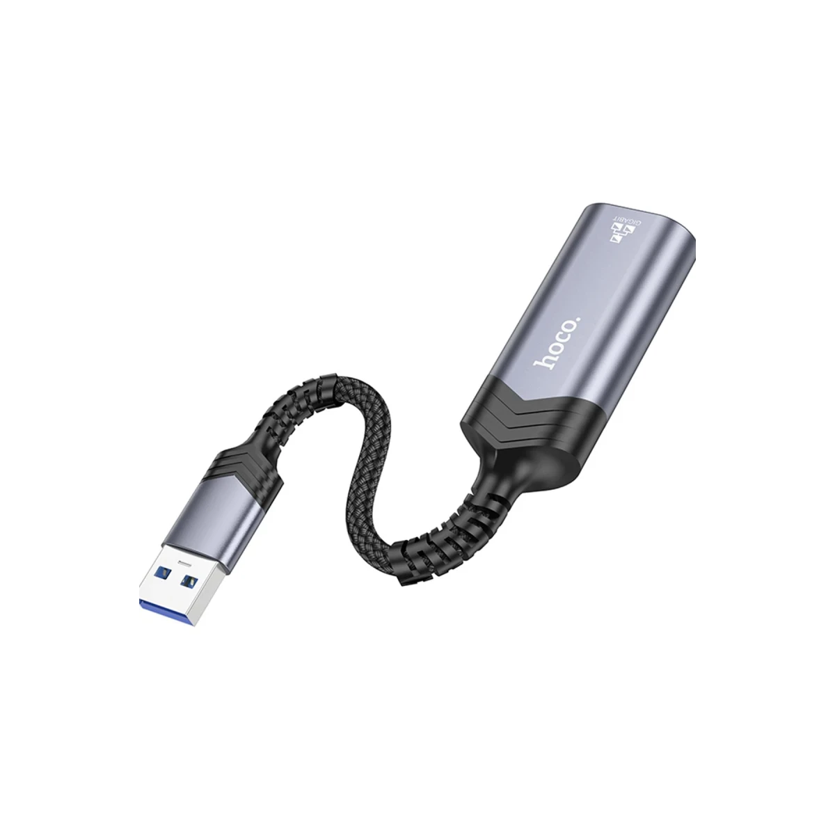 Hoco. UA26 Tak Çalıştır USB to RJ45 1000 Mbps Ethernet Dönüştürücü - Gri