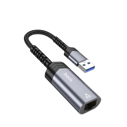 Hoco. UA26 Tak Çalıştır USB to RJ45 1000 Mbps Ethernet Dönüştürücü - Gri