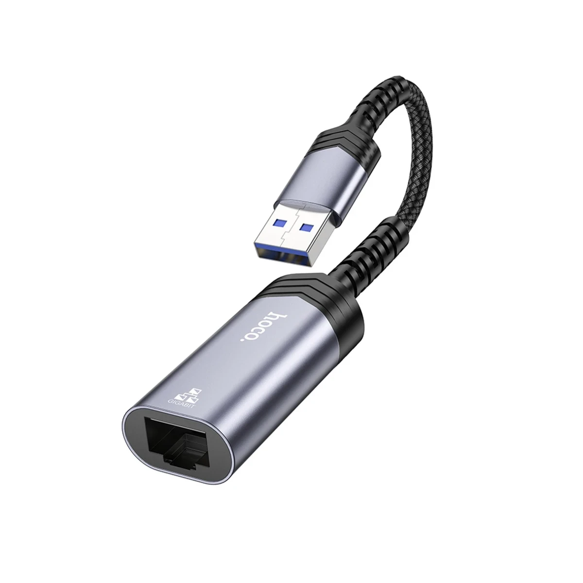 Hoco. UA26 Tak Çalıştır USB to RJ45 1000 Mbps Ethernet Dönüştürücü - Gri
