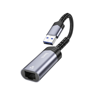 Hoco. UA26 Tak Çalıştır USB to RJ45 1000 Mbps Ethernet Dönüştürücü - Gri