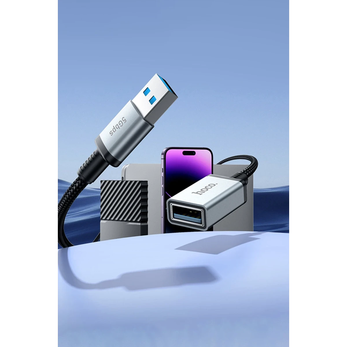 Hoco. US10 50cm 5 GBPS Hız Tak Çalıştır USB 3.0 to USB 3.0 Uzatma Kablosu - Siyah