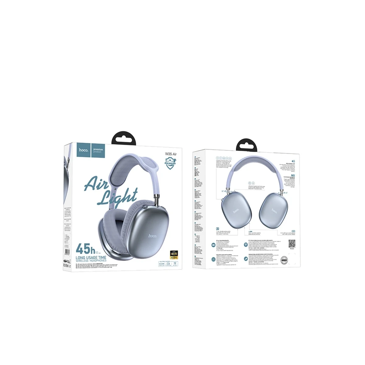 Hoco. W35 Air Triumph Aux Destekli Bluetooth Kablosuz Kulaklık - Mavi