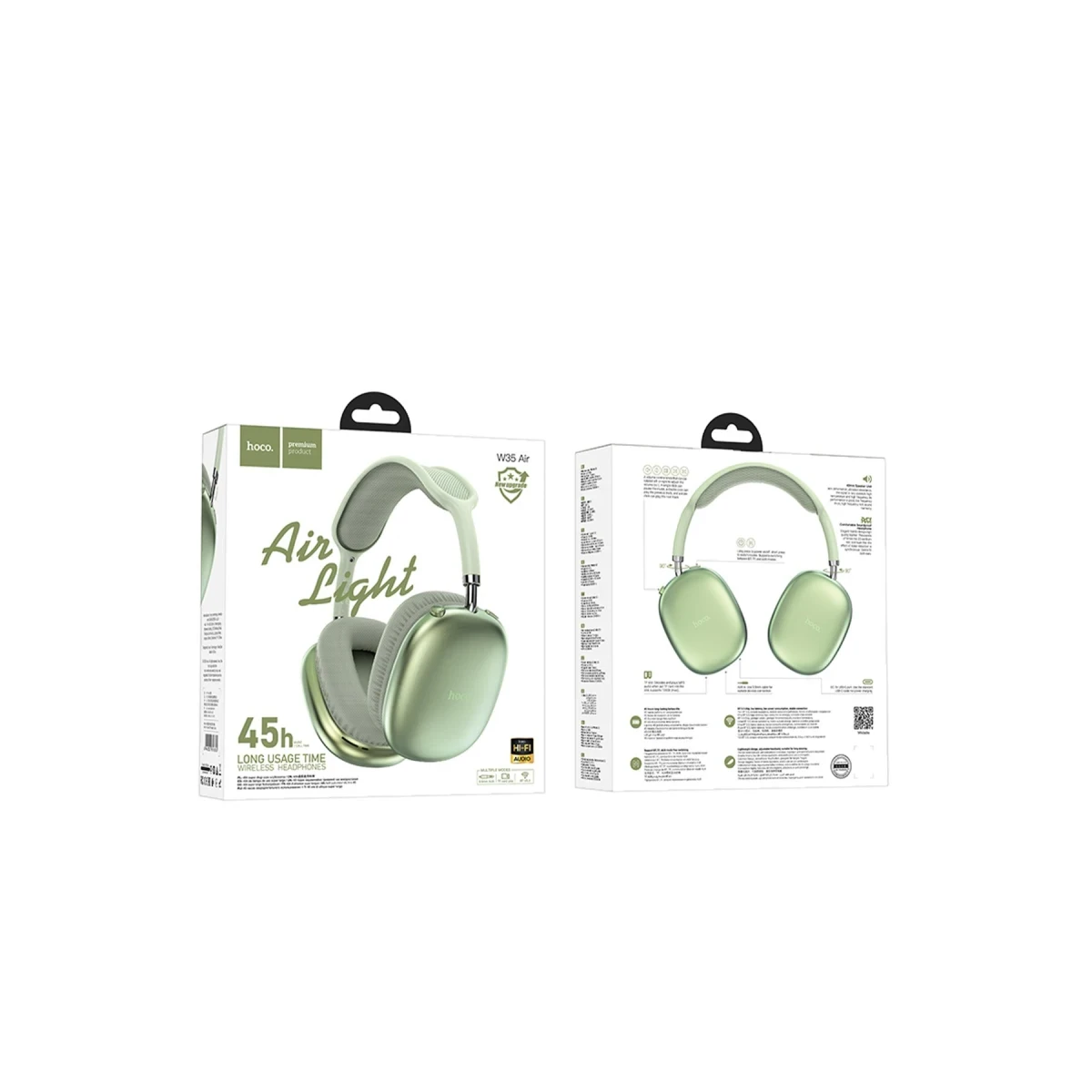 Hoco. W35 Air Triumph Aux Destekli Bluetooth Kablosuz Kulaklık - Yeşil
