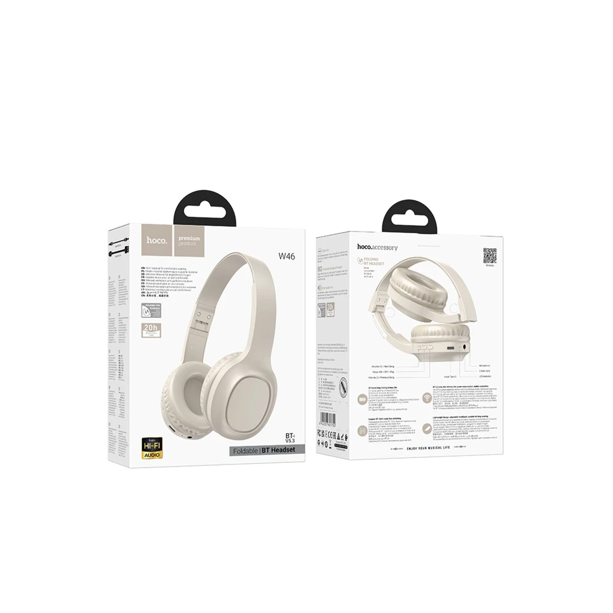 Hoco. W46 Charm Aux Destekli Bluetooth Kablosuz Kulaklık - Beyaz