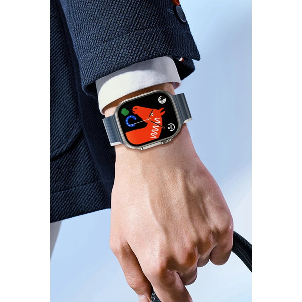 Hoco. Apple Watch 42mm AS102 Silikon Kordon - Koyu Mavi-Açık Mavi