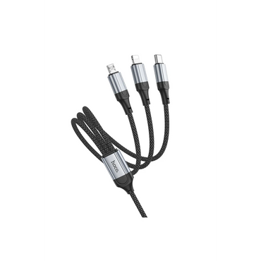 Hoco. X102 Fresh 1M 2.4A 3in1 USB to Type-C / Lightning ve Micro Çıkışlı Hızlı Şarj Data Kablosu - Siyah
