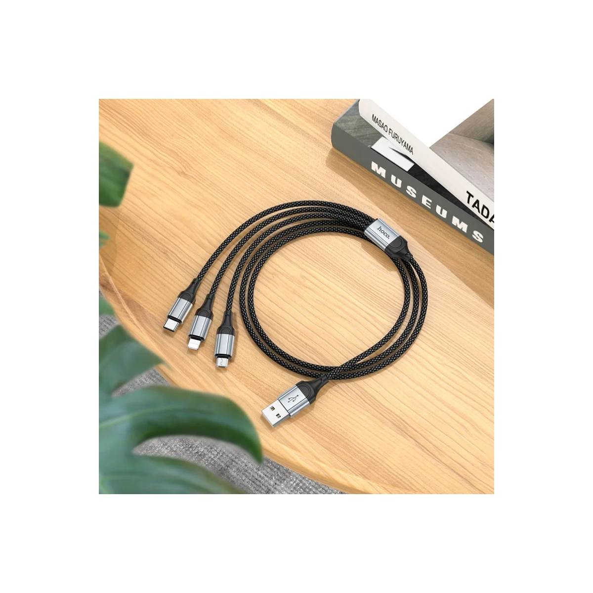 Hoco. X102 Fresh 1M 2.4A 3in1 USB to Type-C / Lightning ve Micro Çıkışlı Hızlı Şarj Data Kablosu - Siyah