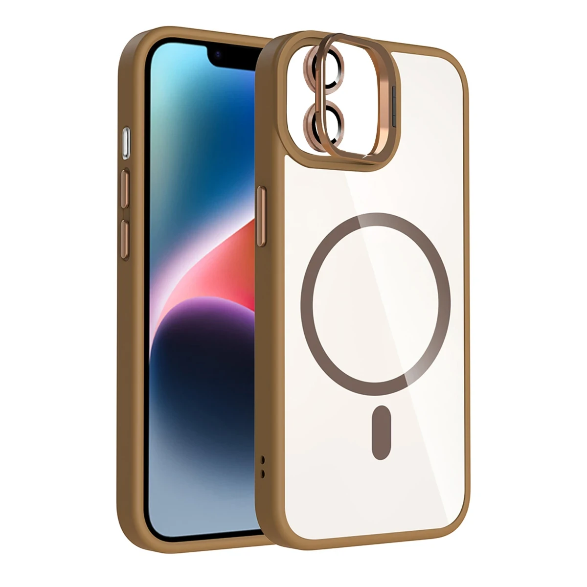 Joko Apple iPhone 11 Remim Lensli Magsafe Standlı Kapak - Kahverengi
