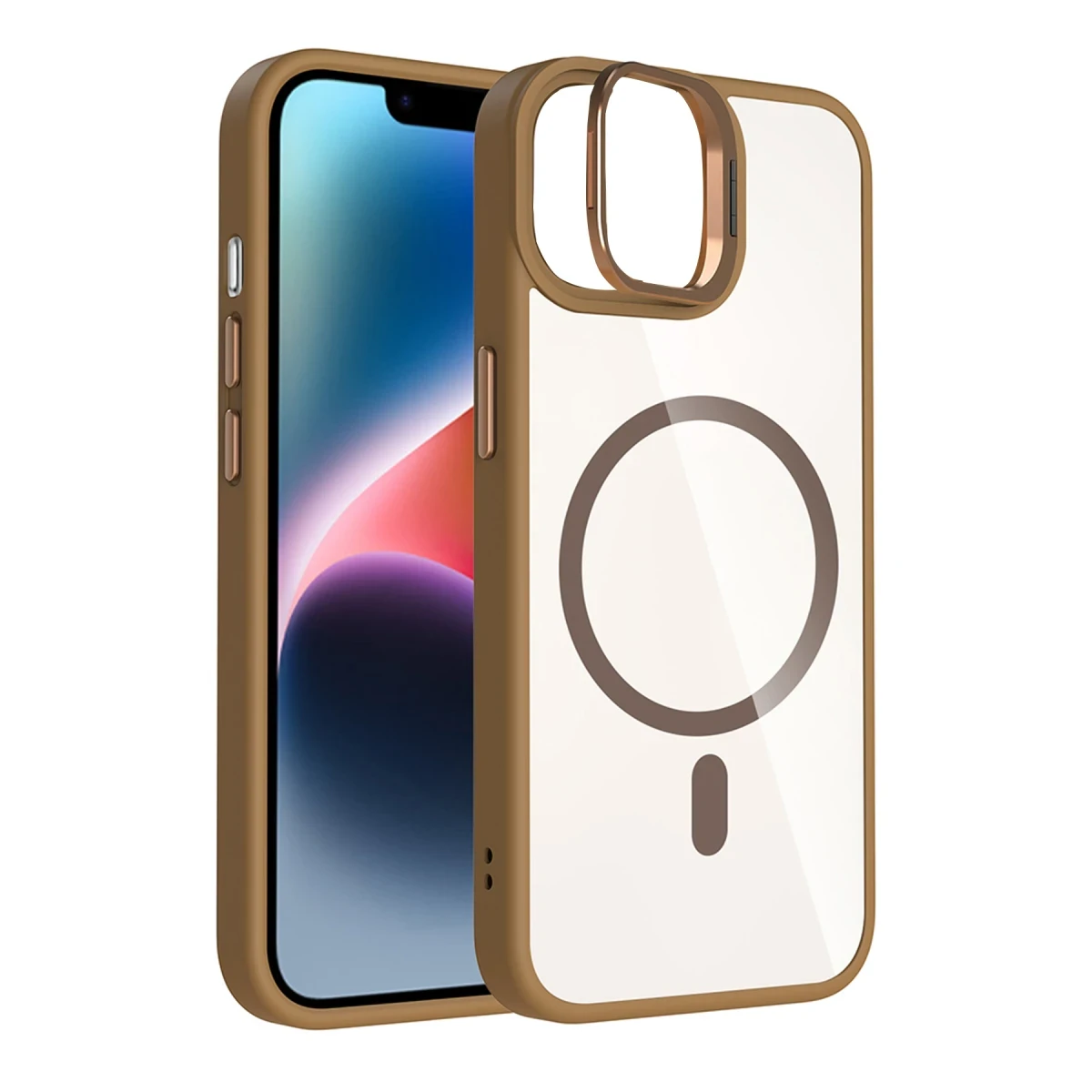 Joko Apple iPhone 11 Remim Lensli Magsafe Standlı Kapak - Kahverengi