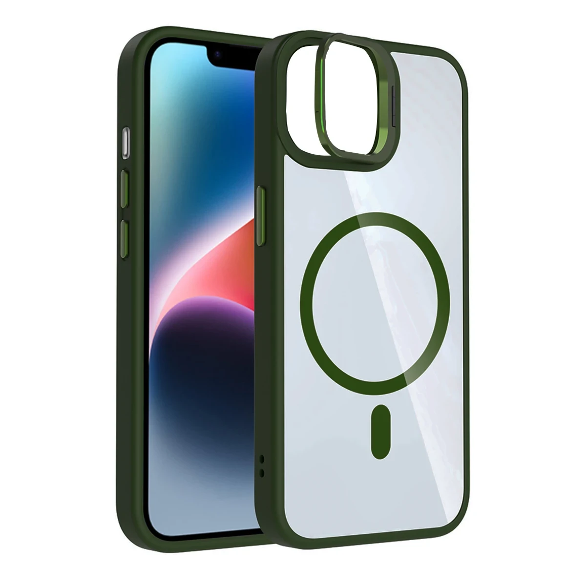 Joko Apple iPhone 11 Remim Lensli Magsafe Standlı Kapak - Koyu Yeşil