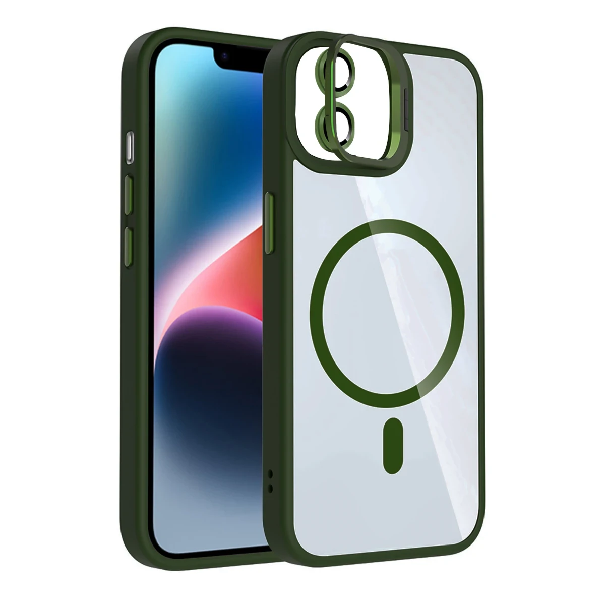 Joko Apple iPhone 11 Remim Lensli Magsafe Standlı Kapak - Koyu Yeşil